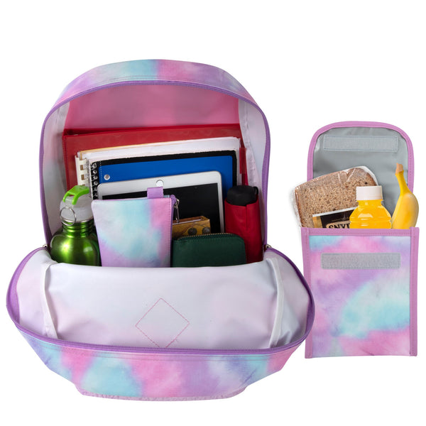 3 In 1 17 Inch Purple Cloud Themed Backpack With Lunch Bag & Pencil Case - BagsInBulk.com