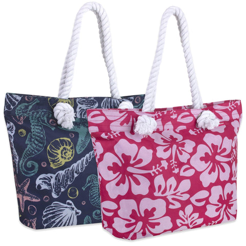 Wholesale Printed Beach Rope Tote Bag - 15 Inch - 