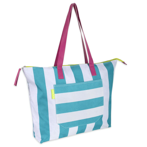 Wholesale Cabana Stripe Beach Tote Bag - 15 Inch - 