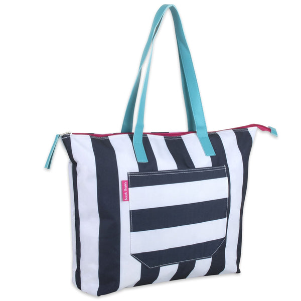 Wholesale Cabana Stripe Beach Tote Bag - 15 Inch - 