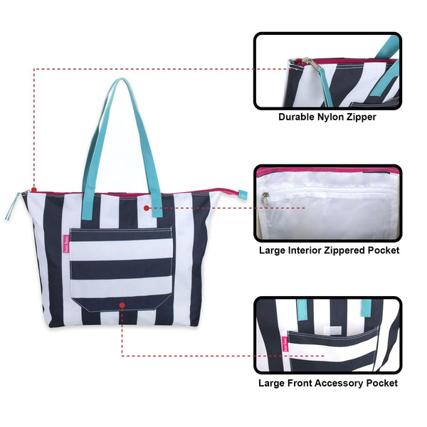 Wholesale Cabana Stripe Beach Tote Bag - 15 Inch - 