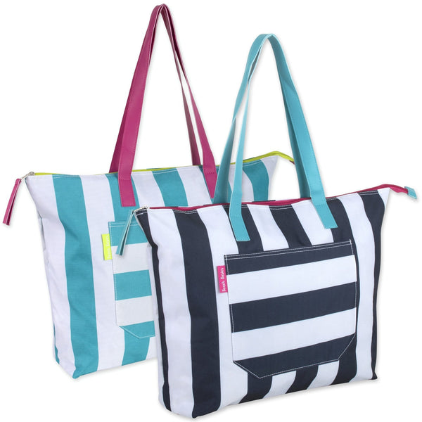 Wholesale Cabana Stripe Beach Tote Bag - 15 Inch - 