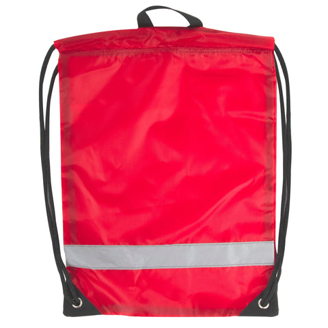 Wholesale 18 Inch Safety Drawstring Bag With Reflective Strap- Red - 