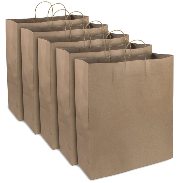 Wholesale 19 Inch Kraft Paper Grocery Shopping Bags - 