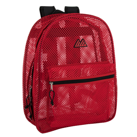 Bulk Premium 17 Inch Mesh Backpack - Red - 