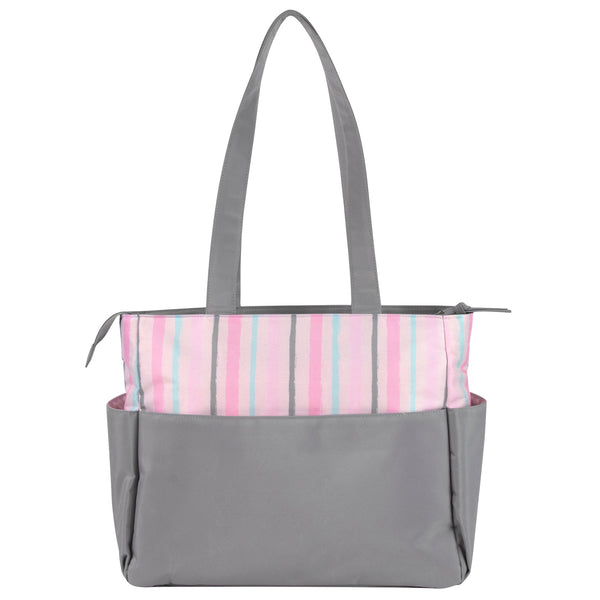 Baby Essentials Diaper Bag Tote 5 Piece Set Pink Rainbow Themed - BagsInBulk.com