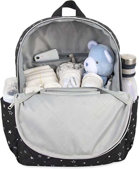 Baby Essentials Quilted Diaper Bag Backpack w Changing Pad - Starry Night Sky - 